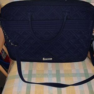 Vera Bradley Blue Quilted Laptop Bag with Adjustable Strap